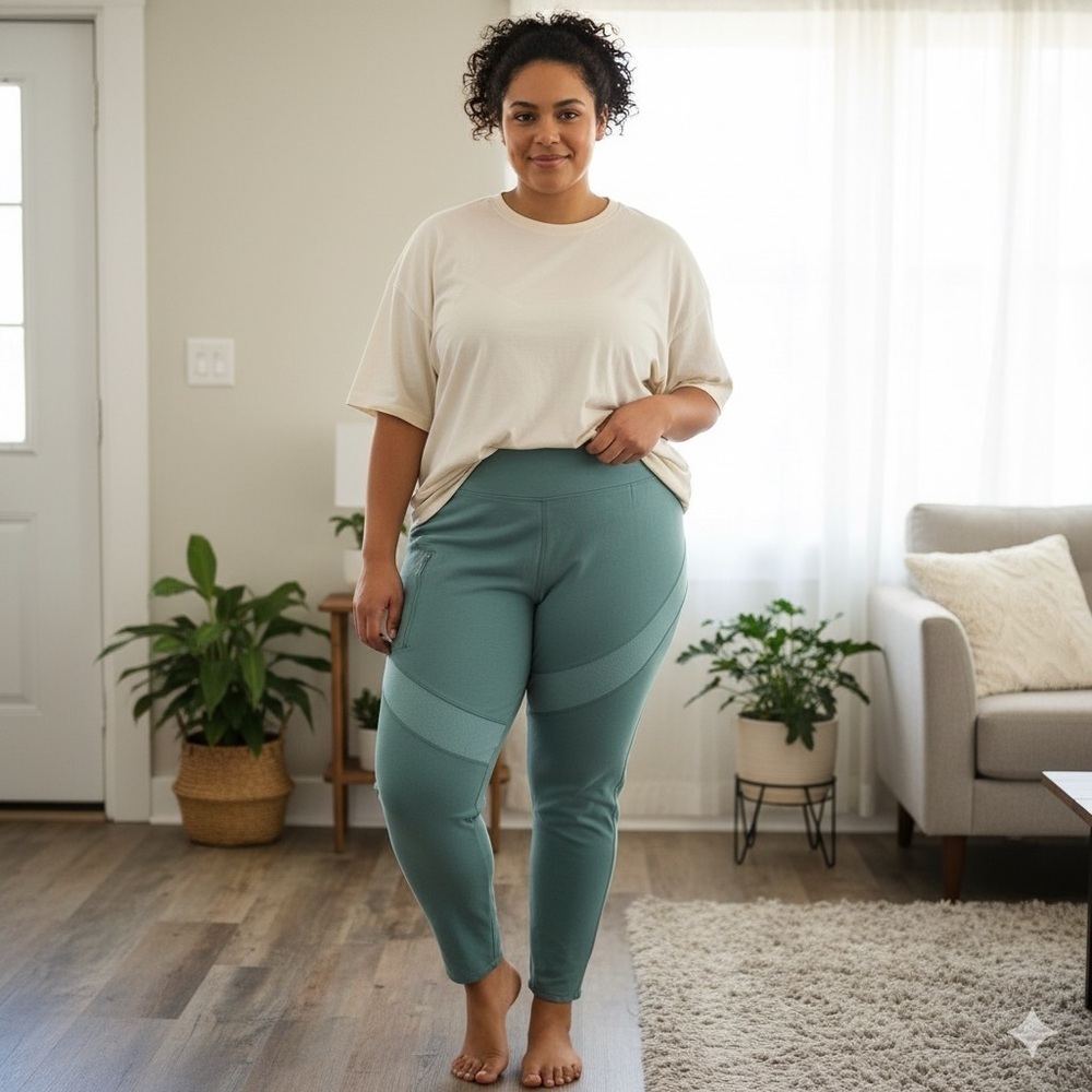 NWOT Tahari Sport Teal Cotton Soft Fleece Lined Joggers Size 2X